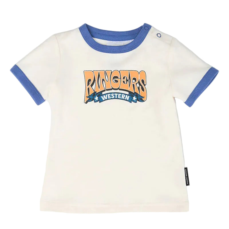 Ringers Western Infants Dust N Ropes S/S Ringer Tee (625043RW)  Off White/Blue