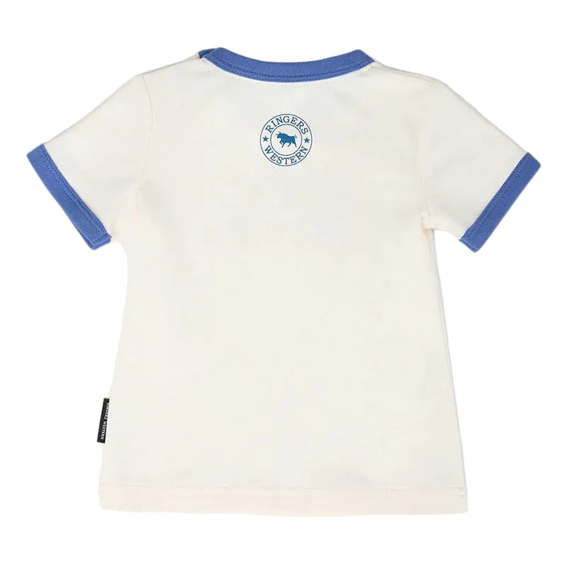 Ringers Western Infants Dust N Ropes S/S Ringer Tee (625043RW)  Off White/Blue