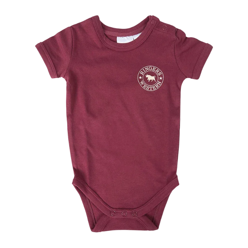 Ringers Western Infants Ringers S/S Romper (523001RW)  Plum/Beige