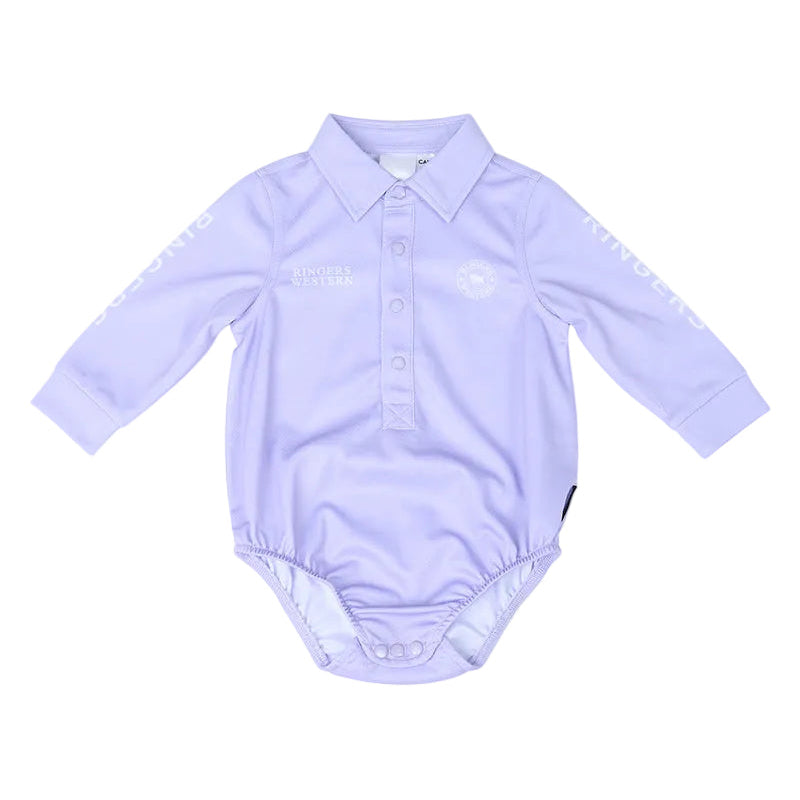 Ringers Western Infants Signature Bull L/S Fishing Jersey Romper  (425119RW)  Lilac