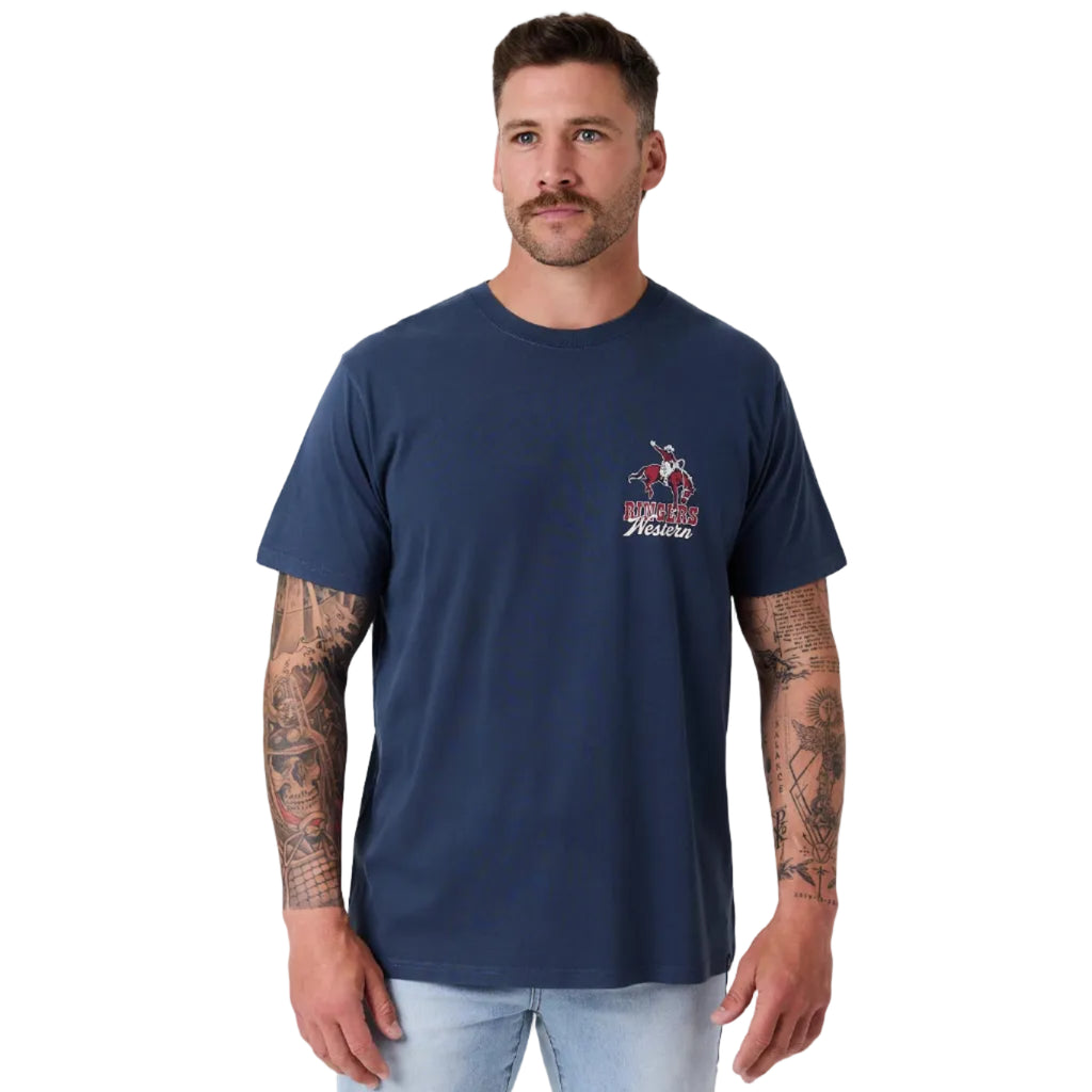 Ringers Western Mens Australian Cowboy Loose Fit S/S Tee (125125RW) Washed Navy