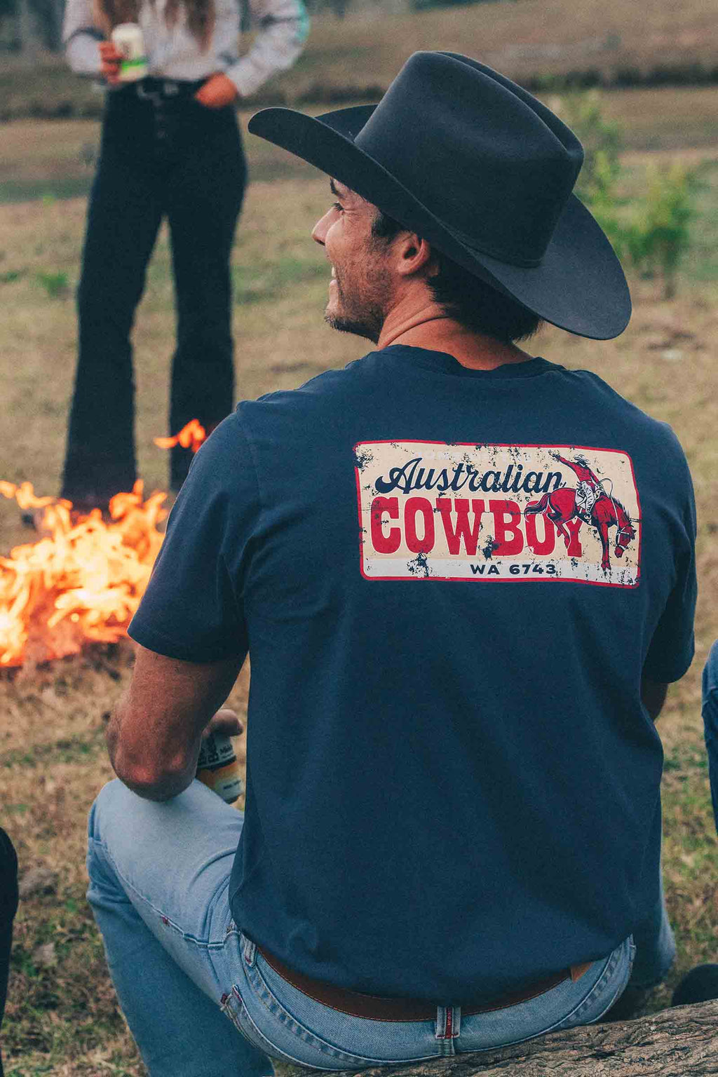 Ringers Western Mens Australian Cowboy Loose Fit S/S Tee (125125RW) Washed Navy