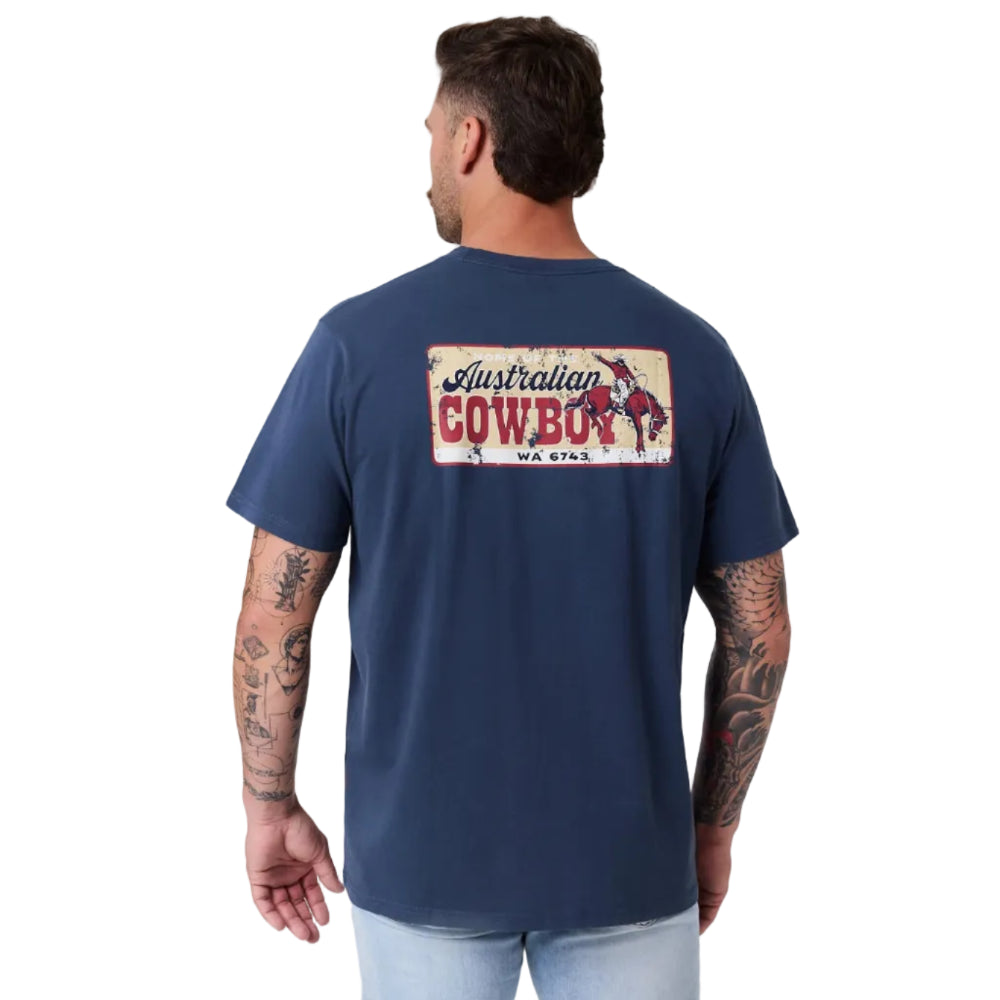 Ringers Western Mens Australian Cowboy Loose Fit S/S Tee (125125RW) Washed Navy