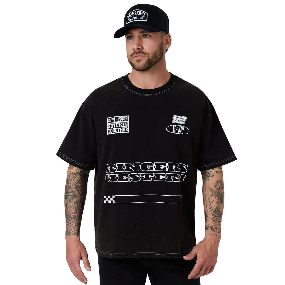 Ringers Western Mens Chad S/S Box Fit Tee (125135RW)  Black Wash