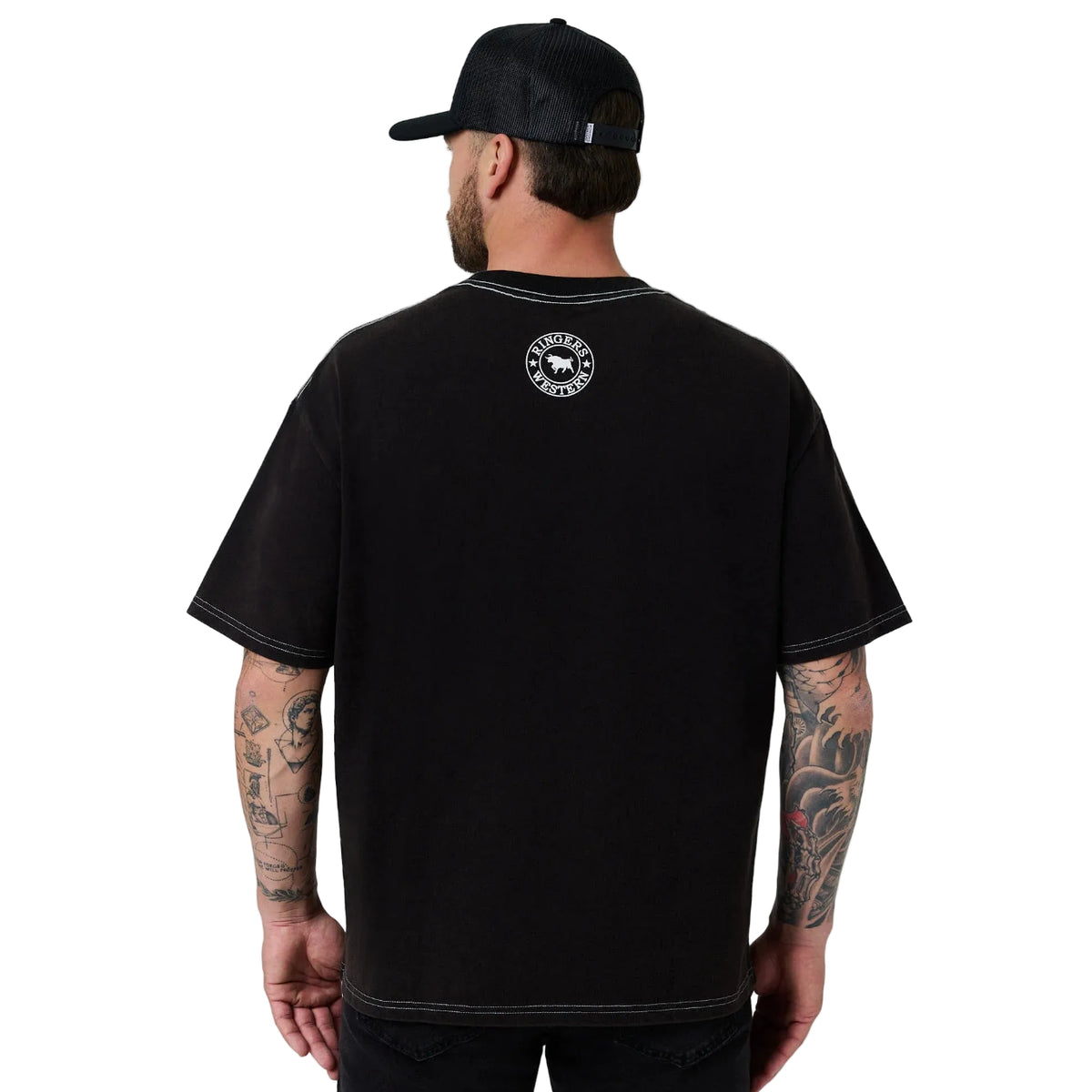 Ringers Western Mens Chad S/S Box Fit Tee (125135RW)  Black Wash