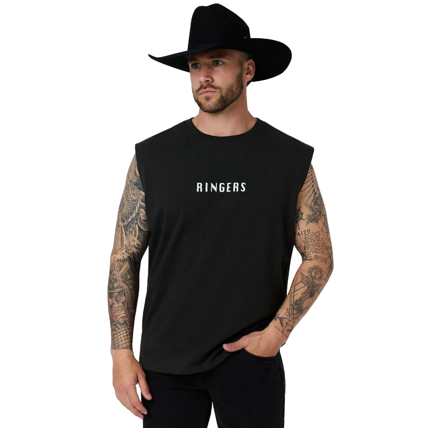 Ringers Western Mens Dust Devil Box Fit Tank (125201RW)  Charcoal
