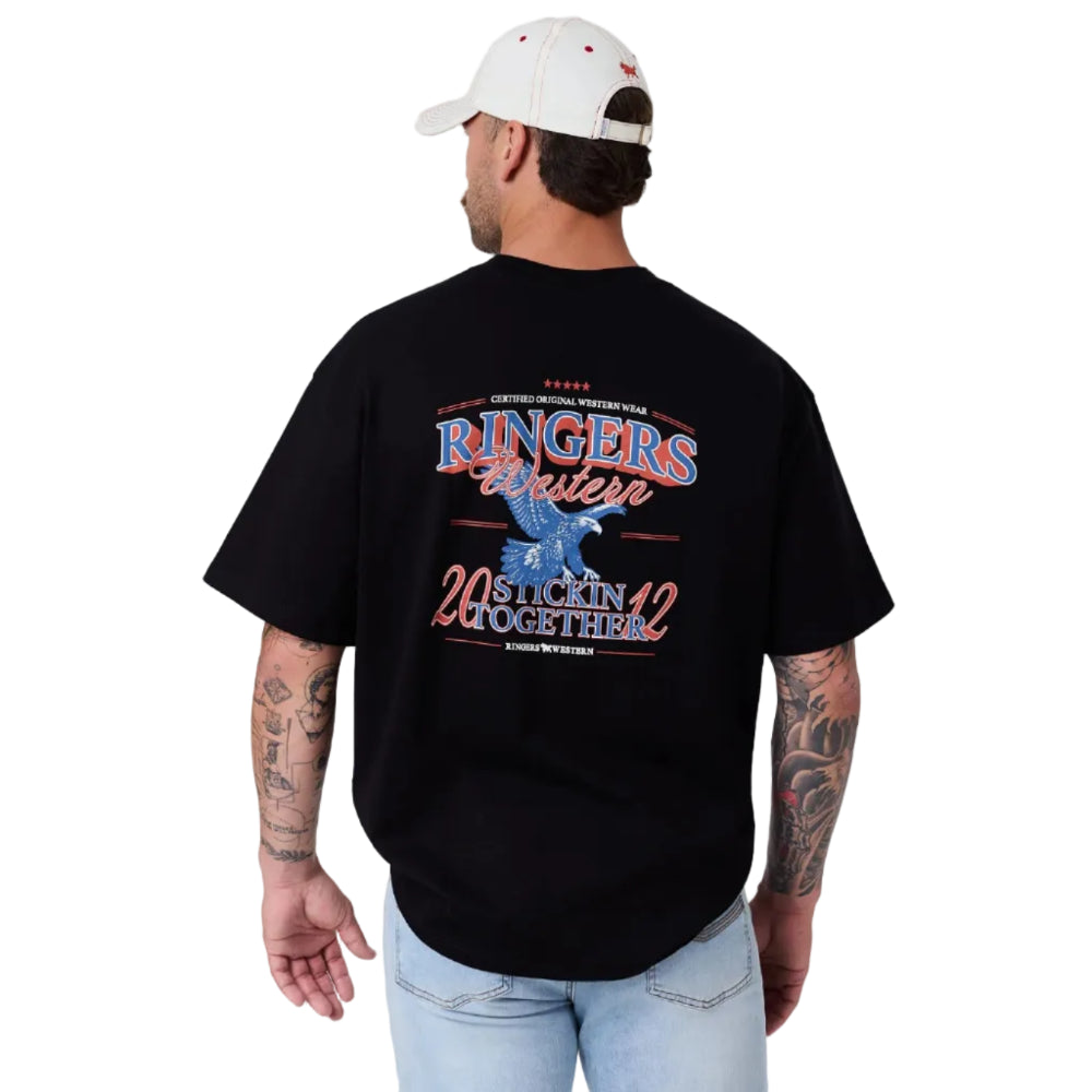 Ringers Western Mens Eagle Eye Box Fit S/S Tee (125122RW) Black