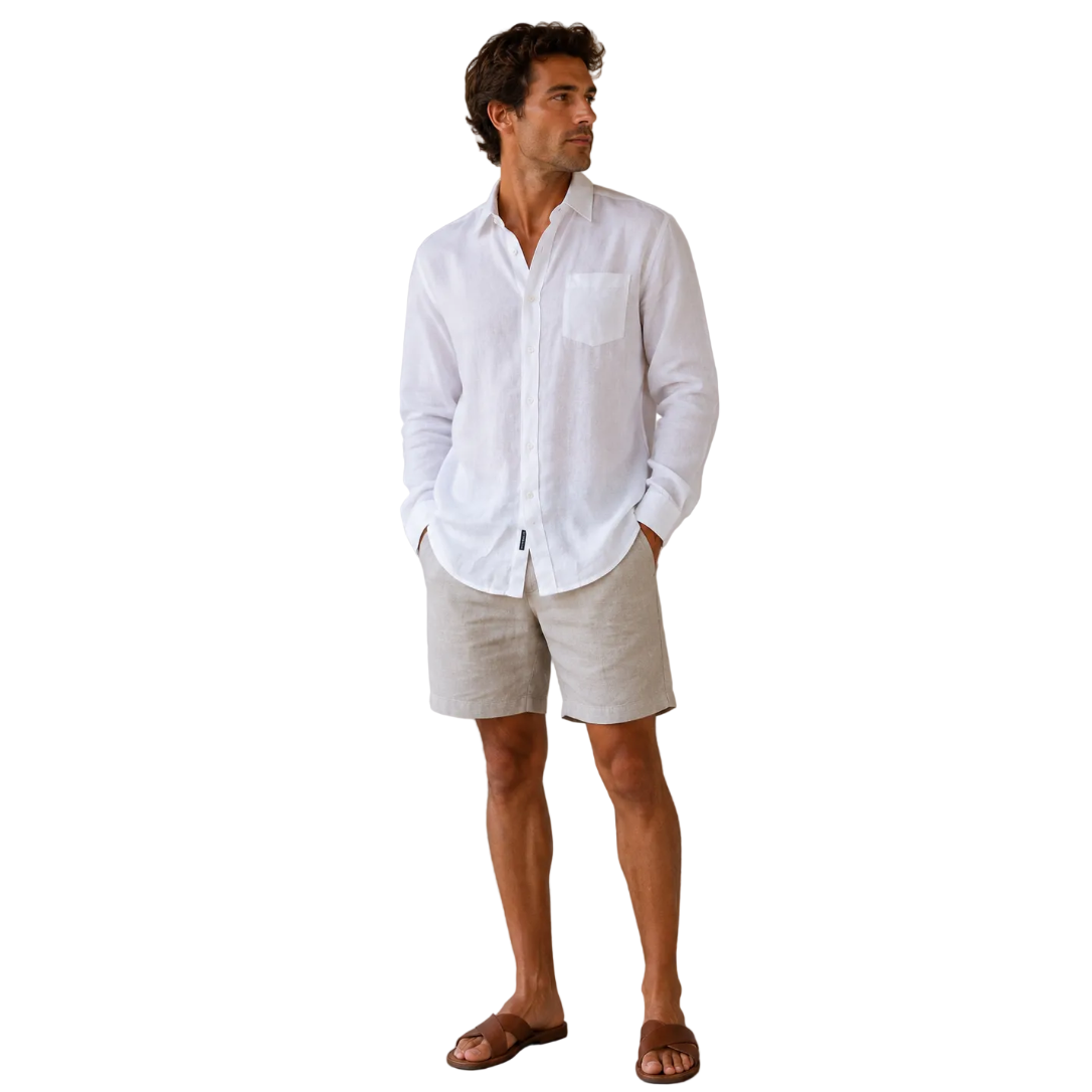 Ringers Western Mens Fieldstone L/S Linen Shirt (125173RW)  White