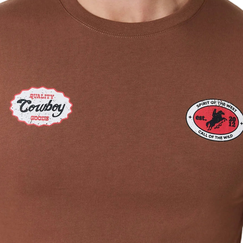 Ringers Western Mens Grayson S/S Stock Fit Tee (125198RW)  Washed Saddle Brown