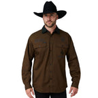 Ringers Western Mens Hawkeye Contrast Collar Full Button L/S Work Shirt (125206RW)  Saddle Brown