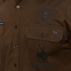 Ringers Western Mens Hawkeye Contrast Collar Full Button L/S Work Shirt (125206RW)  Saddle Brown