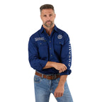 Ringers Western Mens Hawkeye Full Button Embroidered Work Shirt (118110002) Navy