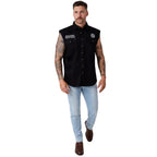 Ringers Western Mens Hawkeye Full Button Sleeveless Work Shirt (125143RW) Black Camo