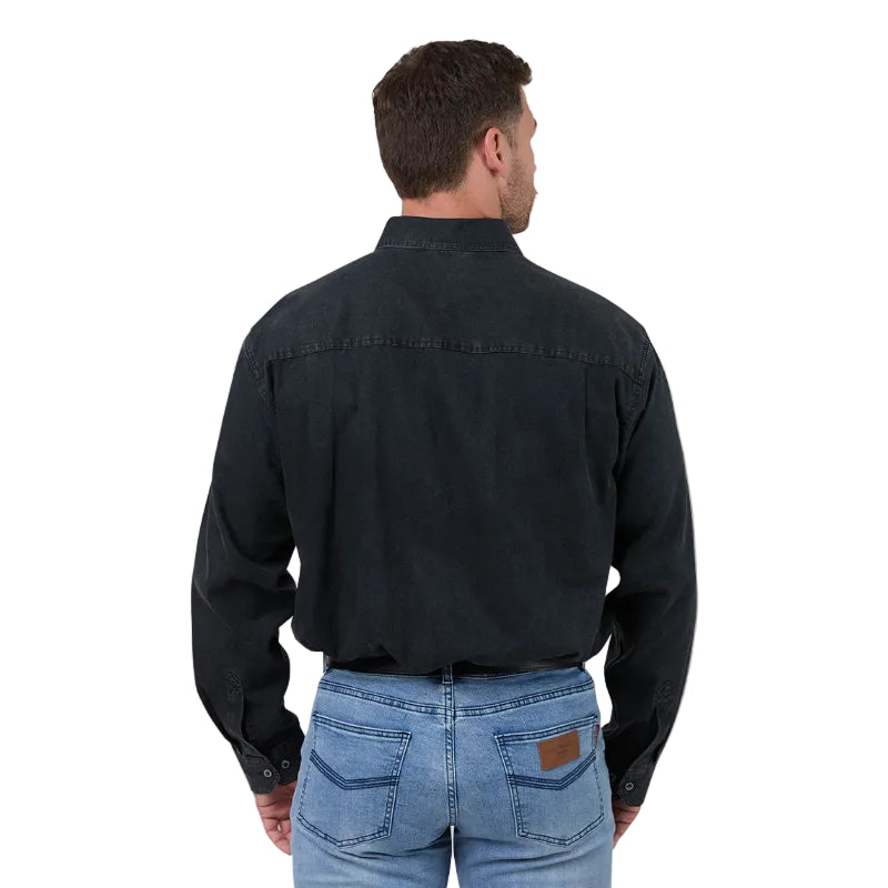 Ringers Western Mens King River Rugged S/S Half Button Work Shirt (125150RW)  Black