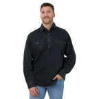 Ringers Western Mens King River Rugged S/S Half Button Work Shirt (125150RW)  Black