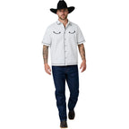 Ringers Western Mens Most Wanted Box Fit Button Up S/S Shirt (125202RW)  White/Charcoal