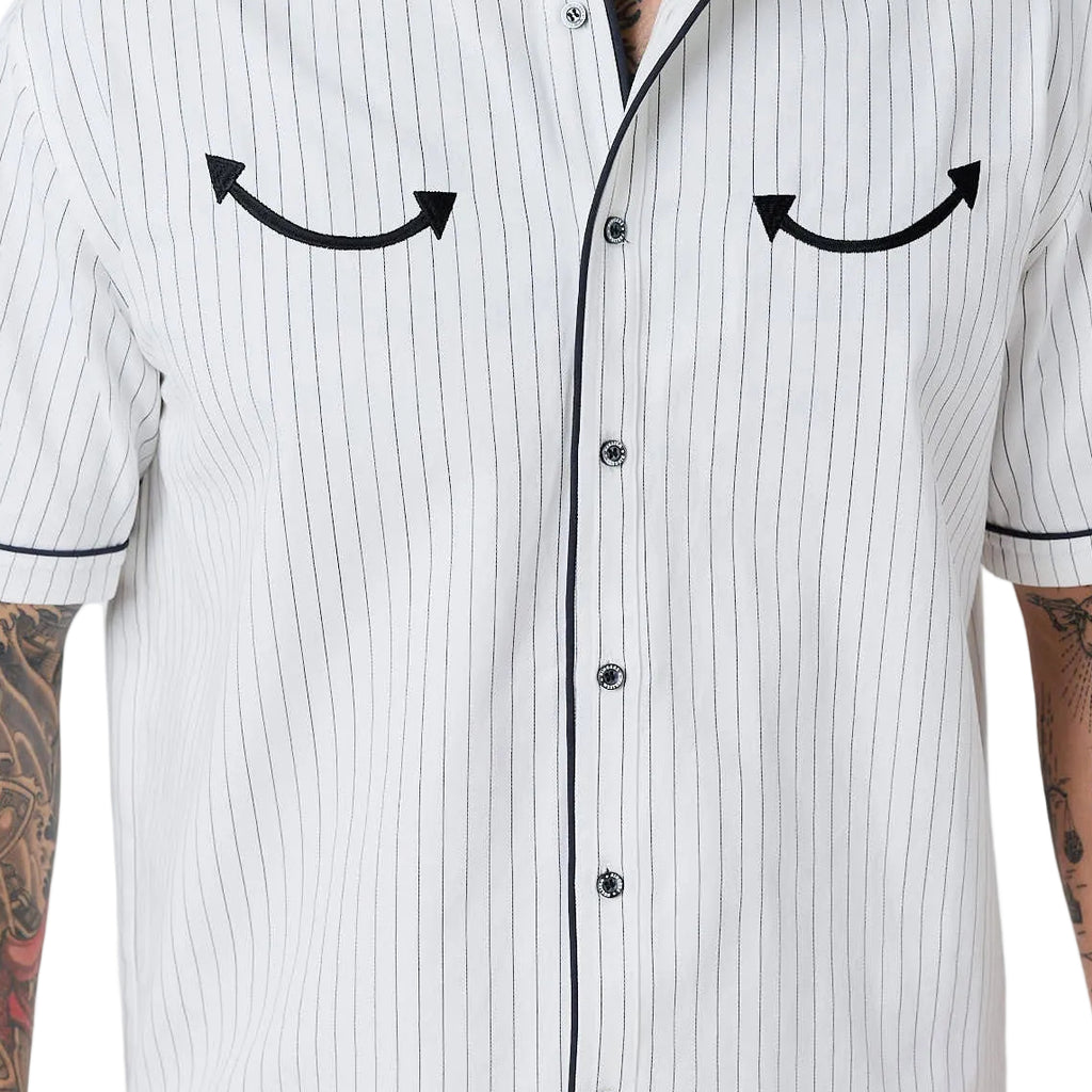 Ringers Western Mens Most Wanted Box Fit Button Up S/S Shirt (125202RW)  White/Charcoal