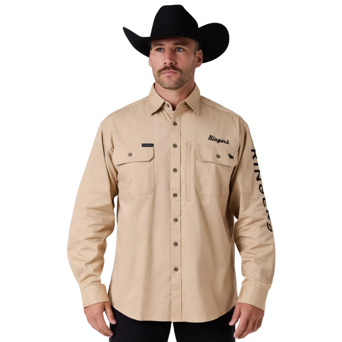 Ringers Western Mens Ridgecrest Full Button L/S Work Shirt (125194RW) Dark Sand