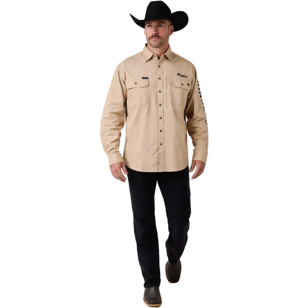 Ringers Western Mens Ridgecrest Full Button L/S Work Shirt (125194RW) Dark Sand