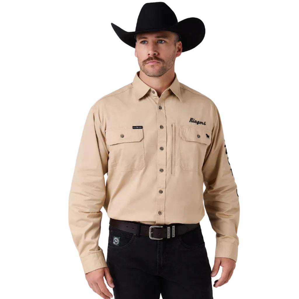 Ringers Western Mens Ridgecrest Full Button L/S Work Shirt (125194RW) Dark Sand