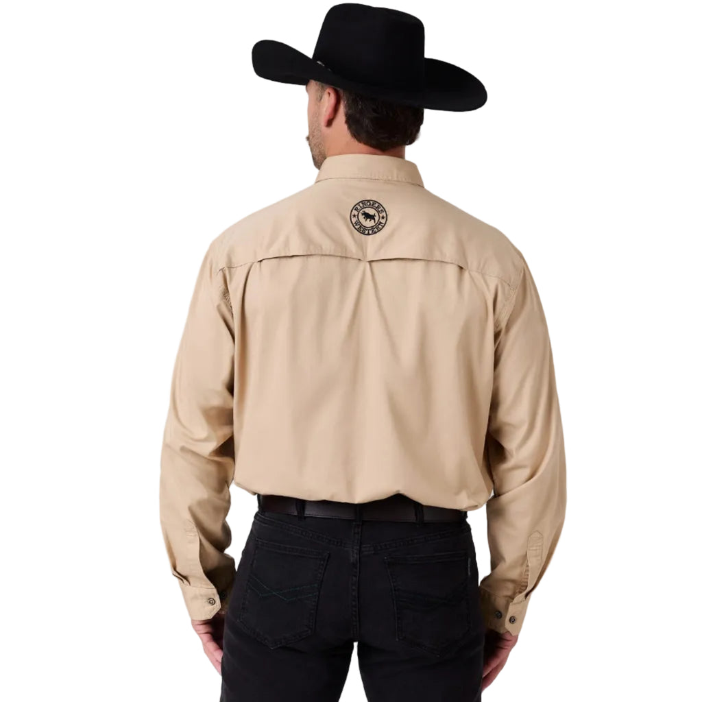 Ringers Western Mens Ridgecrest Full Button L/S Work Shirt (125194RW) Dark Sand