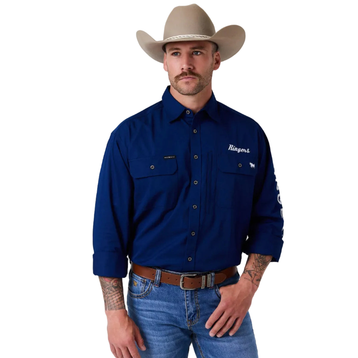 Ringers Western Mens Ridgecrest Full Button L/S Work Shirt (125194RW) Navy