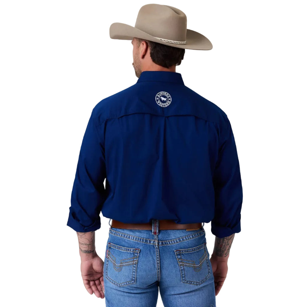 Ringers Western Mens Ridgecrest Full Button L/S Work Shirt (125194RW) Navy