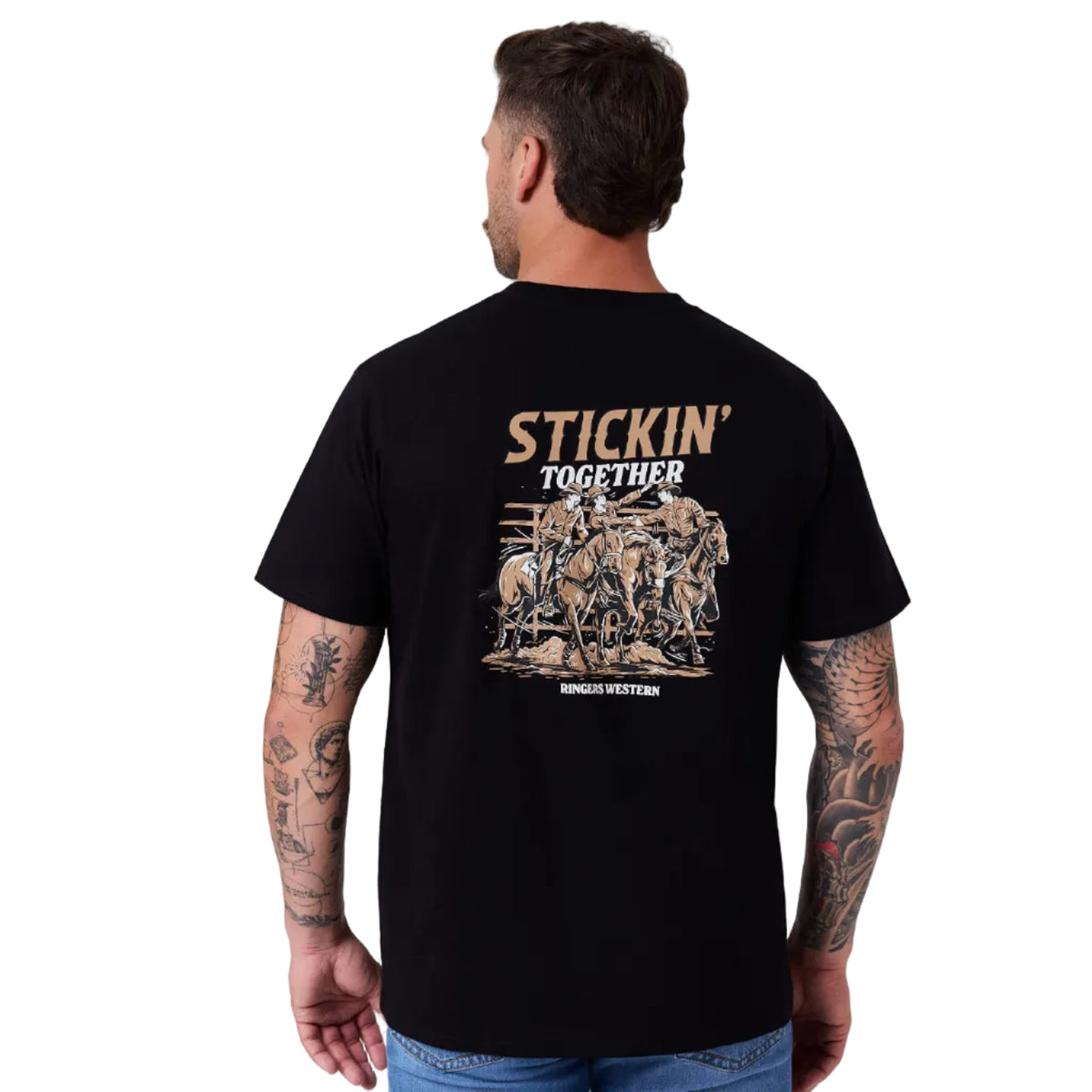 Ringers Western Mens Stickin Together Loose Fit S/S Tee (125124RW) Black