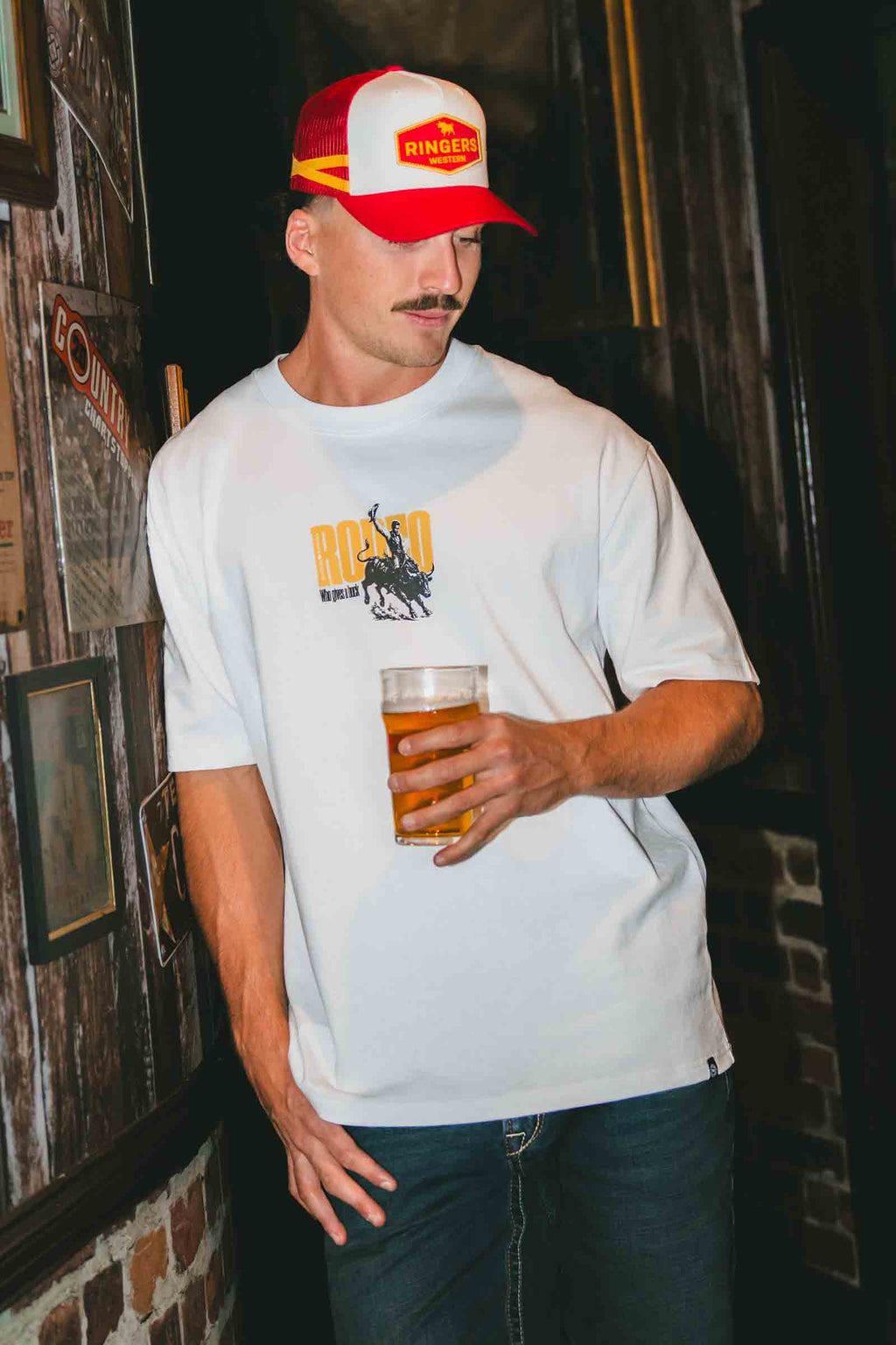 Ringers Western Mens Who Gives A Buck S/S Box Fit Tee (125121RW)  White