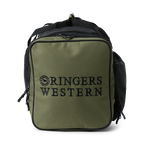 An and view of a black and army Ringers Western Rider Go Sports Bag (625130RW)  duffel bag with 'Ringers' branding, photographed on a clean white background.