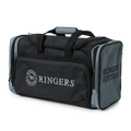A black and charcoal Ringers Western Rider Go Sports Bag (625130RW) duffel bag with 'RINGERS' printed in charcoal on the front and 'RINGERS WESTERN' on the side, shown on a plain white background.