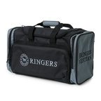 A black and charcoal Ringers Western Rider Go Sports Bag (625130RW) duffel bag with 'RINGERS' printed in charcoal on the front and 'RINGERS WESTERN' on the side, shown on a plain white background.