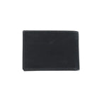 A black leather bi-fold wallet shown flat against a white background.