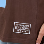 Ringers Western Womens Rodeo Cowboy Athletic S/S Oversized Tee (225190RW)  Chocolate