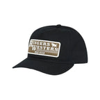 A black baseball cap featuring a rectangular front patch with the text 'RINGERS WESTERN ROAD HOUSE' and a cowboy silhouette, shown against a white background.