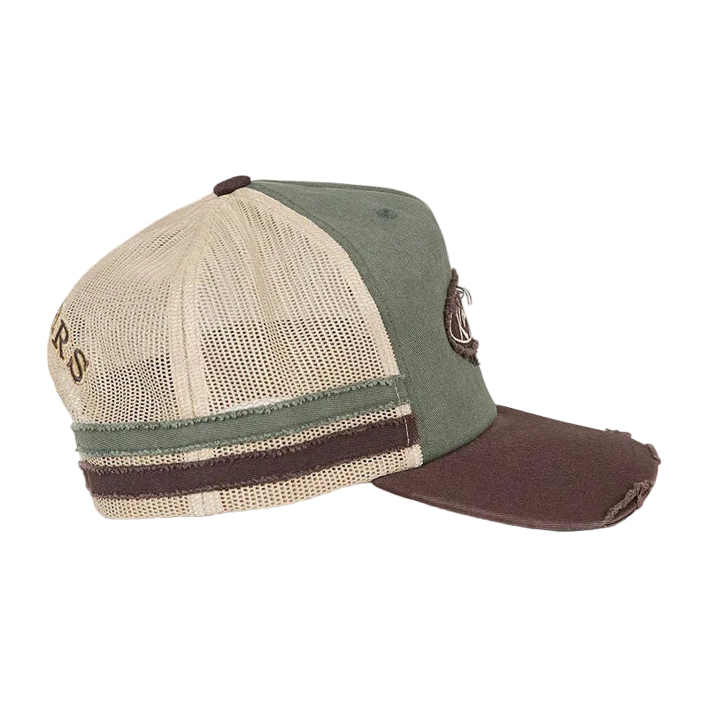 Ringers Western Unisex Worn Out Deep Fit Trucker Cap (625051RW)  Army/Chocolate