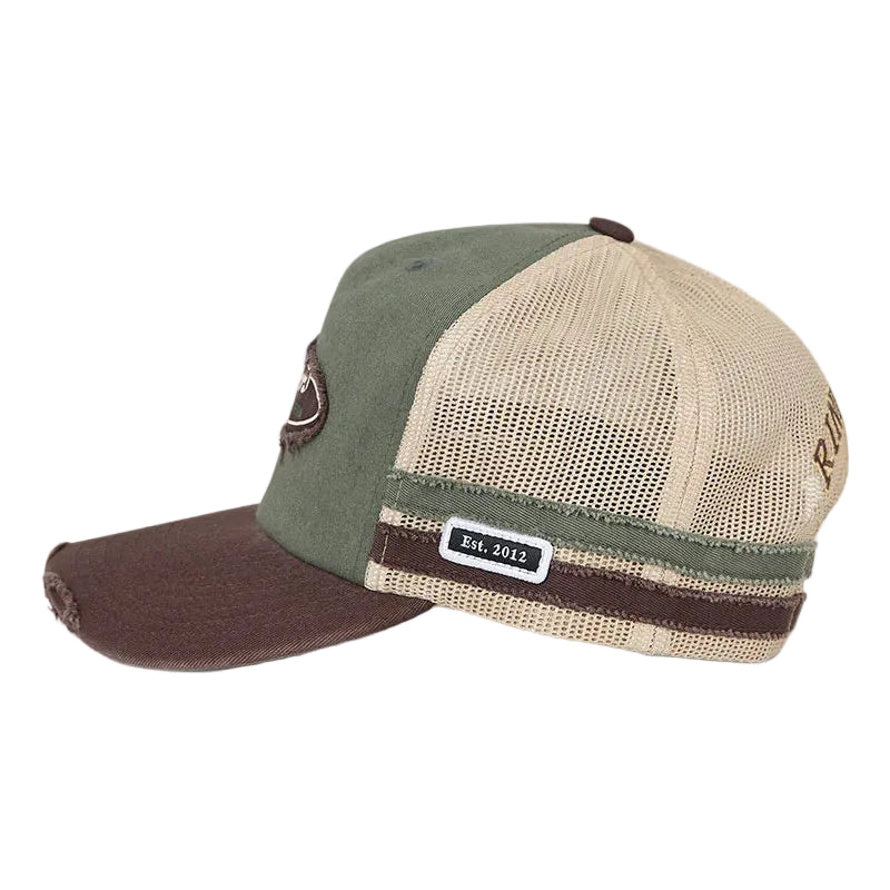 Ringers Western Unisex Worn Out Deep Fit Trucker Cap (625051RW)  Army/Chocolate