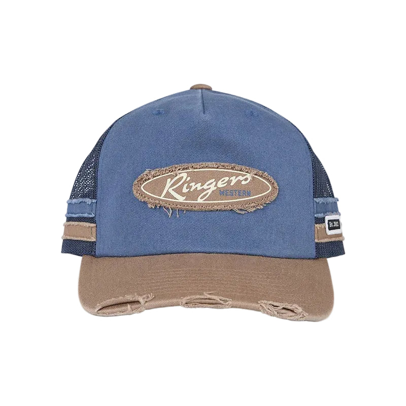 Ringers Western Unisex Worn Out Deep Fit Trucker Cap (625051RW)  Clay/Blue