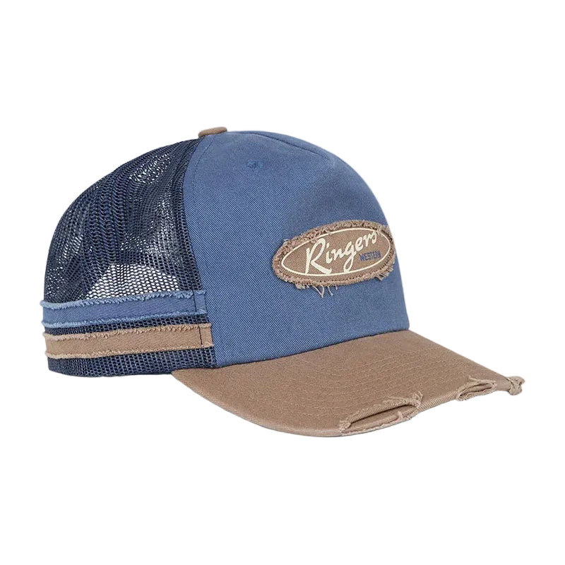 Ringers Western Unisex Worn Out Deep Fit Trucker Cap (625051RW)  Clay/Blue