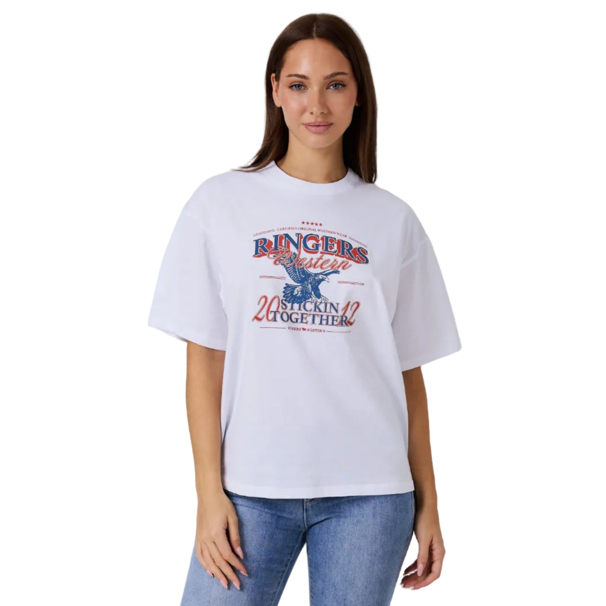 Ringers Western Womens Eagle Eye Oversized S/S Tee (225121RW) White