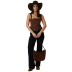 Ringers Western Womens Ember Faux Suede Fashion Top (225249RW)  Dark Tan