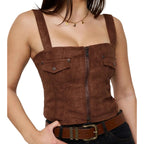 Ringers Western Womens Ember Faux Suede Fashion Top (225249RW)  Dark Tan