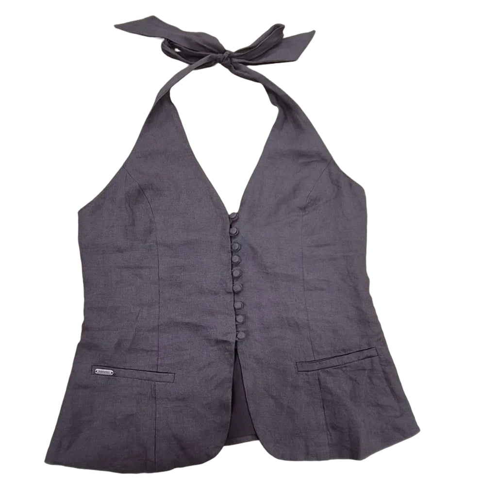 Ringers Western Womens Fallon Linen Halter Top (225178RW)  Chocolate