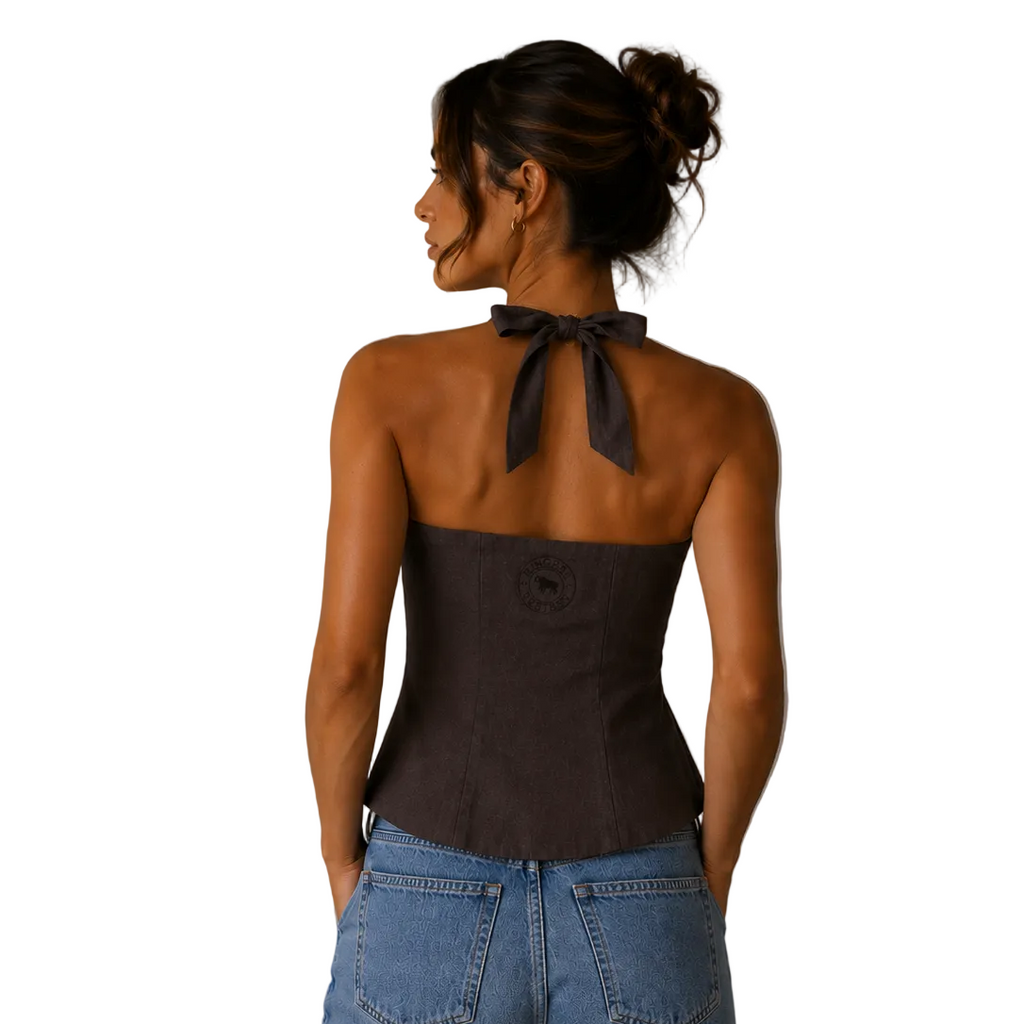 Ringers Western Womens Fallon Linen Halter Top (225178RW)  Chocolate