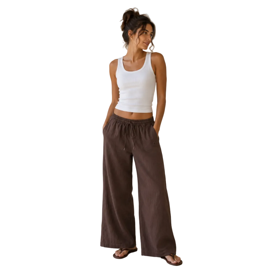 Ringers Western Womens Hattie Linen Drawstring Pants (225180RW)  Chocolate