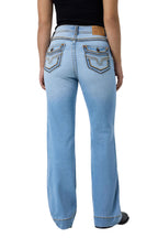 Ringers Western Womens Indi Rodeo Saddle Stitch High Rise Wide Bootleg Jeans (225159RW)  Light Blue