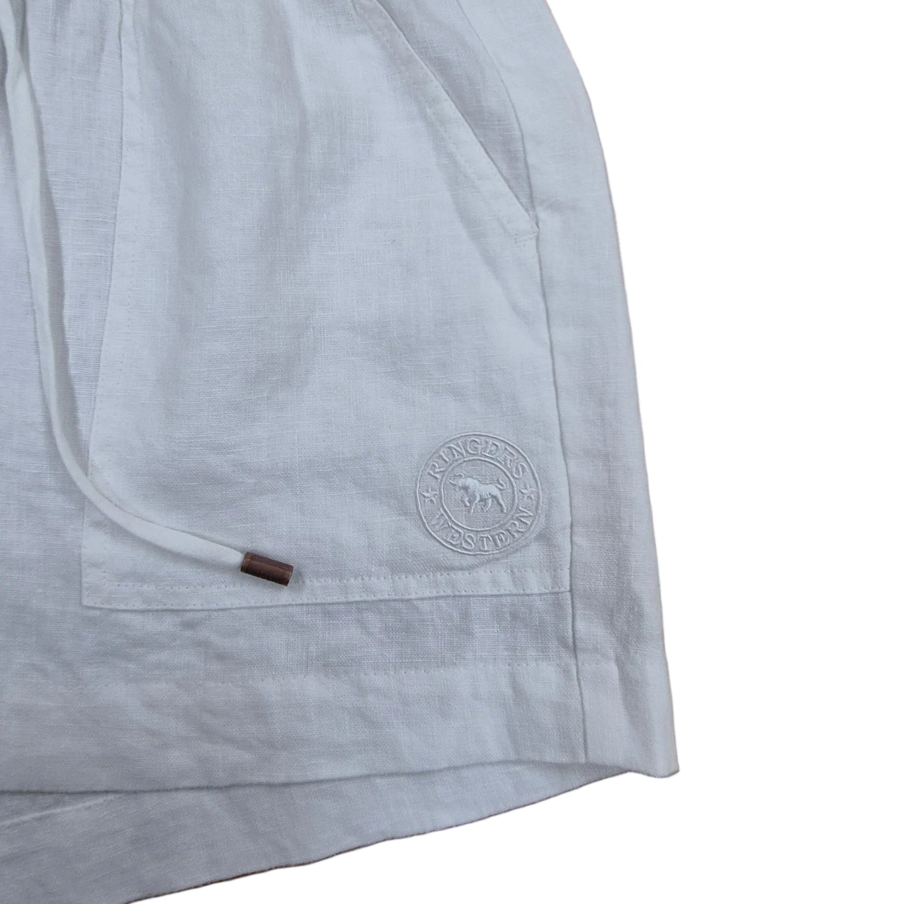 Ringers Western Womens Kinsley Linen Drawstring Shorts (225179RW)  White