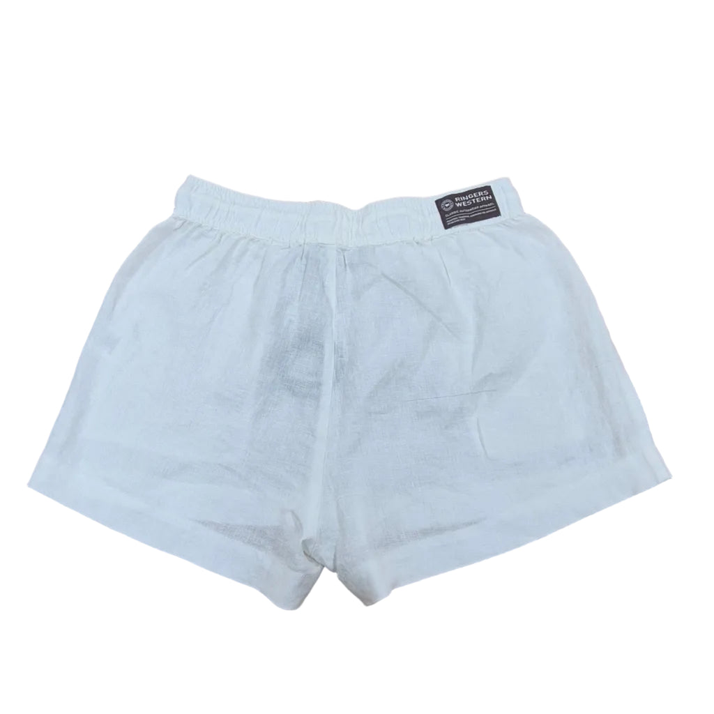 Ringers Western Womens Kinsley Linen Drawstring Shorts (225179RW)  White