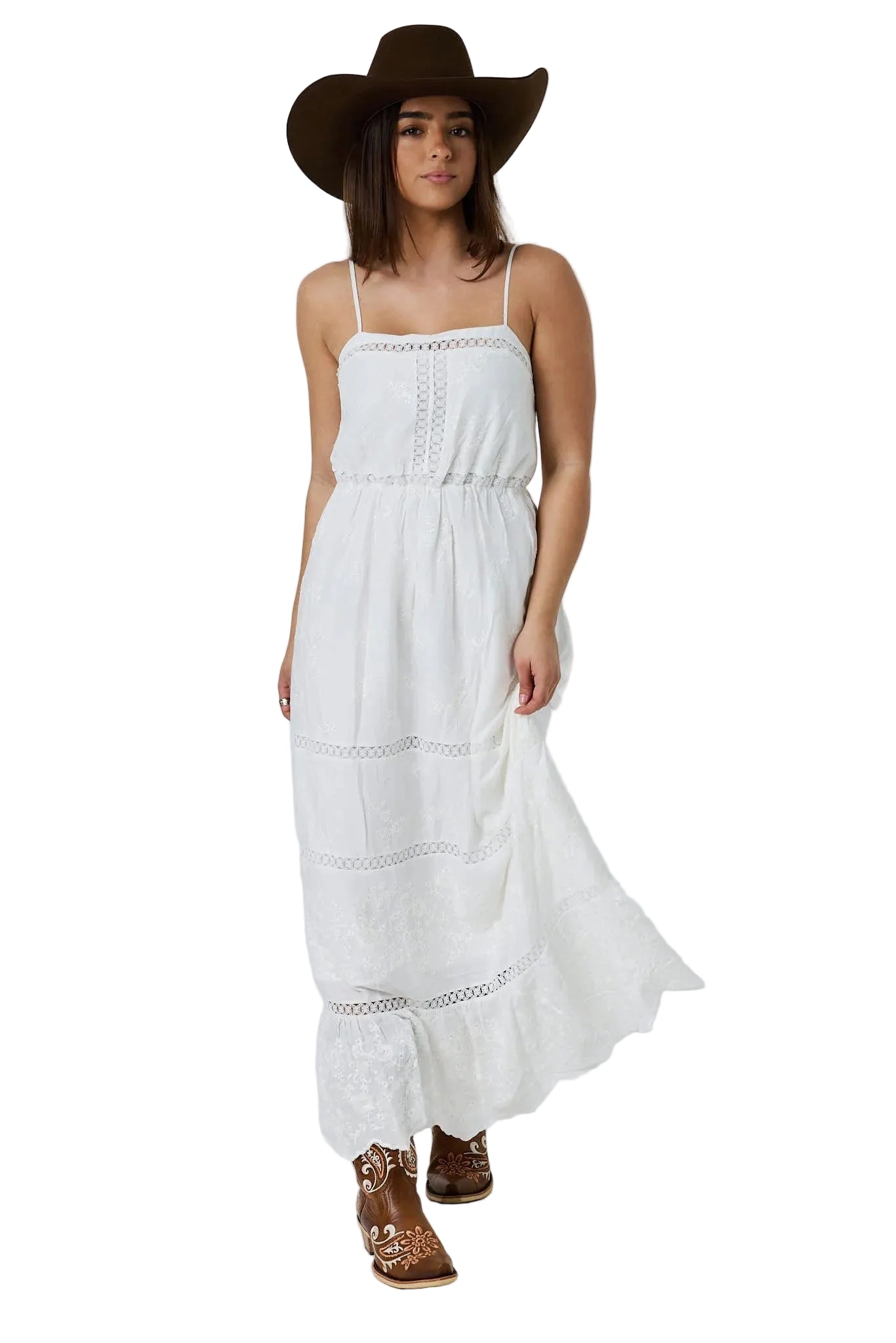 Ringers Western Womens Marisol Broderie Maxi Dress (225186RW)  White