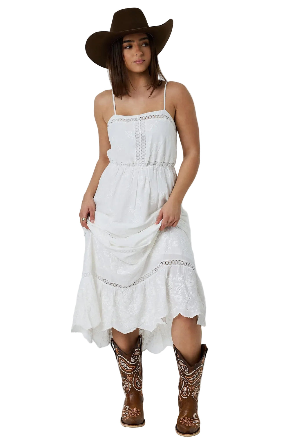 Ringers Western Womens Marisol Broderie Maxi Dress (225186RW)  White